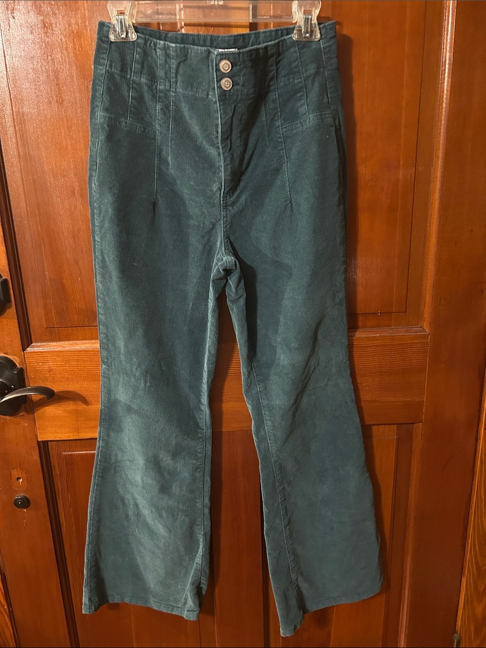 True Craft Teal High-Rise Corduroy Flare Jeans